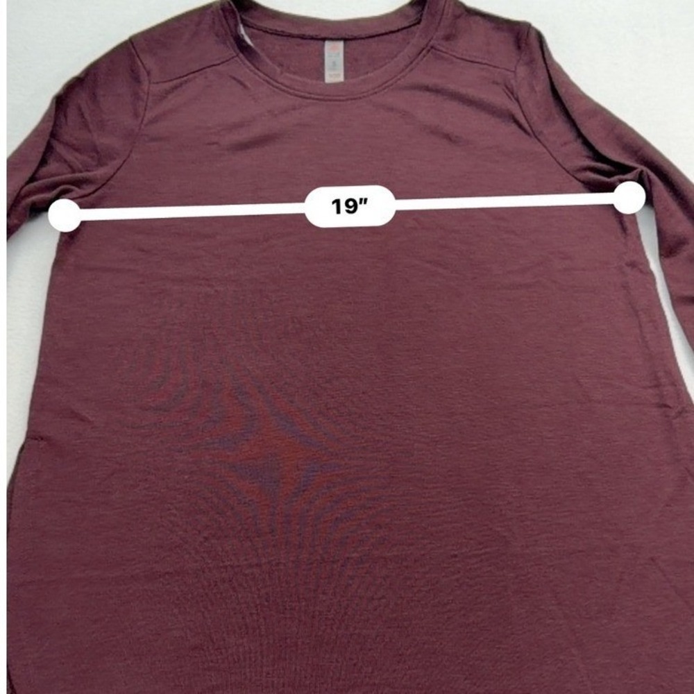 Mono B Womens Burgundy Long Sleeve Activewear Top Curved Hem Style Small - Picture 6 of 8